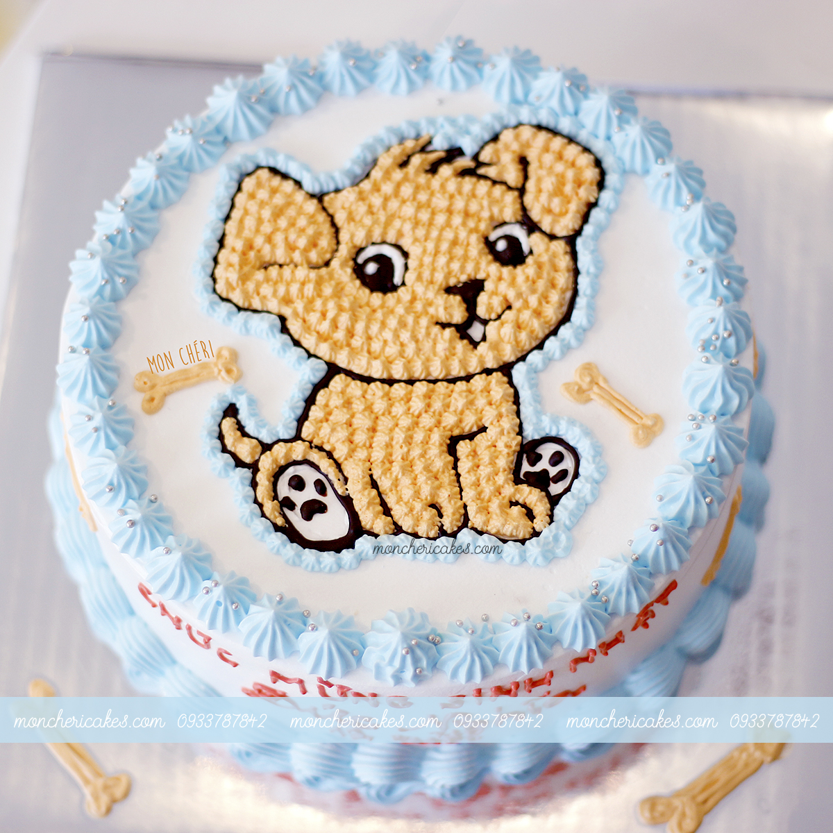 Bánh sinh nhật tạo hình mặt chó dễ thương đáng yêu dành cho bé tuổi tuất  MS 2D0221  Tiệm Bánh Chon Chon
