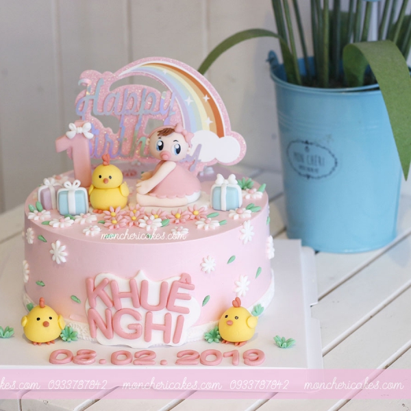 Bánh kem - fondant thôi nôi bé gái - Tiệm Bánh Mon Chéri | Bánh kem dễ  thương