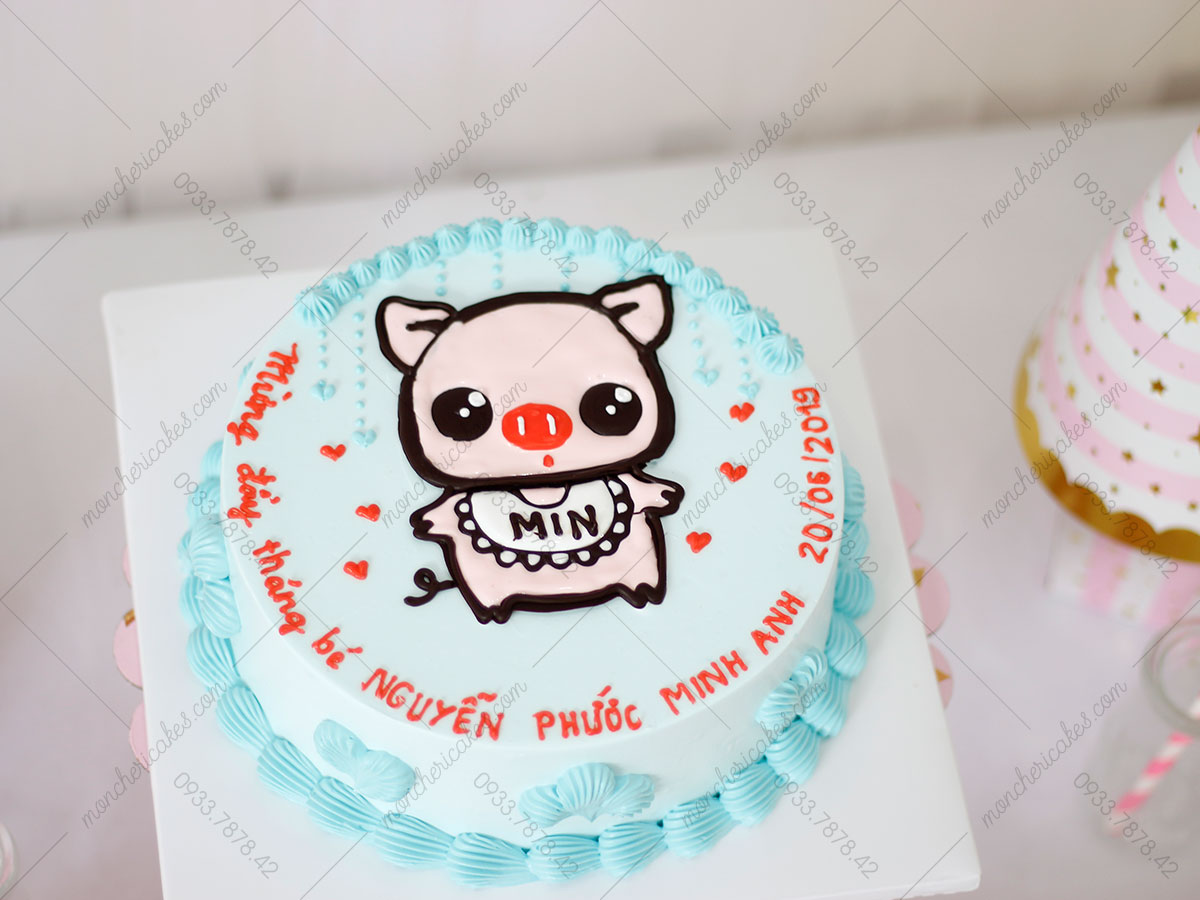 Bánh fondant màu hồng hình vẽ chú chó hài hước  Bánh Thiên Thần  Chuyên  nhận đặt bánh sinh nhật theo mẫu