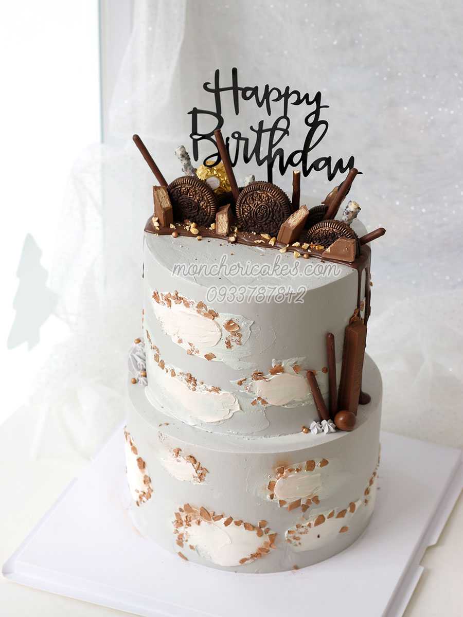 Mẫu bánh sinh nhật hai tầng trang trí bằng hoa hồng kem xanh đẹp mắt -  YouTube